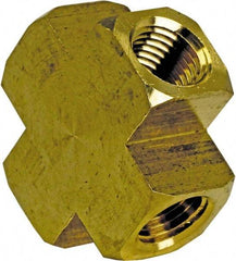Cerro - 1/2 Female Thread, Brass Industrial Pipe Female Cross - FNPT, 1,200 psi - Eagle Tool & Supply