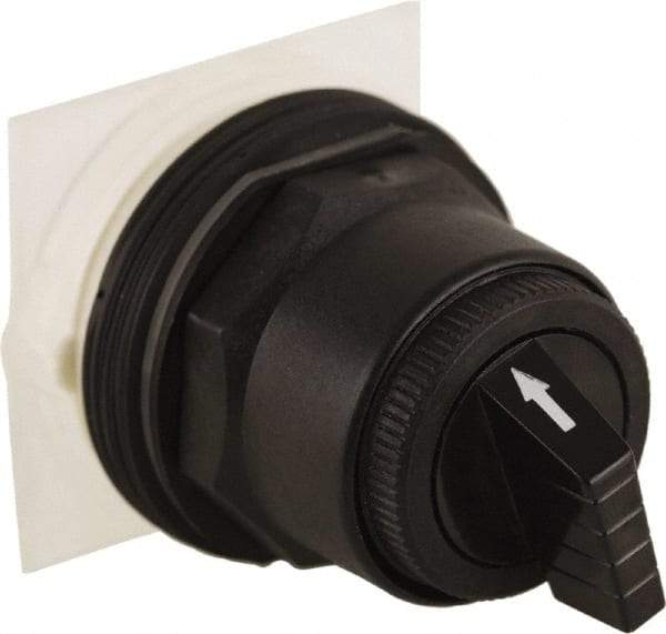 Schneider Electric - 30mm Mount Hole, 4 Position, Knob and Pushbutton Operated, Selector Switch Only - Black, Maintained (MA), without Contact Blocks, Anticorrosive, Weatherproof, Dust and Oil Resistant - Eagle Tool & Supply