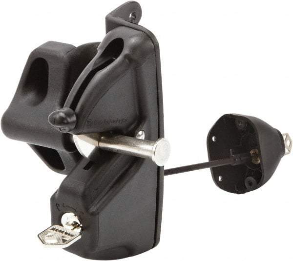 D&D Technologies - 4.410" Bar Latch Length, 2-1/4" High, Polymer Adjustable Gate Latch - Black Finish, 2.83" Bar Latch Projection, 1/2" Hole Diam - Eagle Tool & Supply