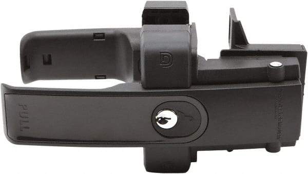 D&D Technologies - 3-1/4" Bar Latch Length, 4.17" High, Polymer Adjustable Gate Latch - Black Finish, 3-1/4" Bar Latch Projection, 1" Hole Diam - Eagle Tool & Supply