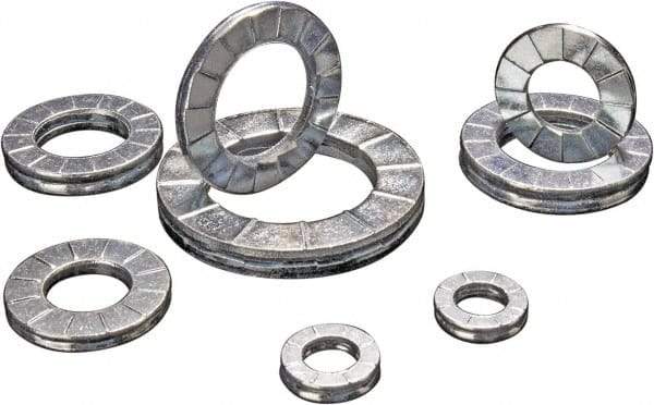DISC-LOCK - 1-1/8", 1.715" OD, Zinc Flake, Steel Wedge Lock Washer - Grade 1010 Carbon Steel, 1.135 to 1.145" ID - Eagle Tool & Supply