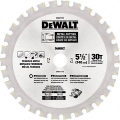 DeWALT - 5-1/2" Diam, 25/32" Arbor Hole Diam, 30 Tooth Wet & Dry Cut Saw Blade - High Speed Steel, Crosscut Action, Standard Round Arbor - Eagle Tool & Supply