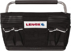 Lenox - 23 Pocket Black Ballistic Nylon Tool Bag - 19" Wide x 10" Deep x 12" High - Eagle Tool & Supply