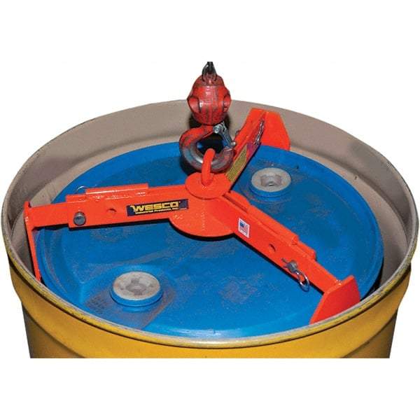 Wesco Industrial Products - 1,000 Lb Load Capacity, 30 & 55 Gal Drum Lifter - 29-1/2" Wide x 5-1/2" High, Steel Wheels - Eagle Tool & Supply