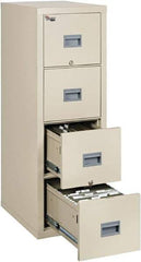 FireKing - 17-3/4" Wide x 52-3/4" High x 25" Deep, 4 Drawer Vertical File - Steel, Parchment - Eagle Tool & Supply