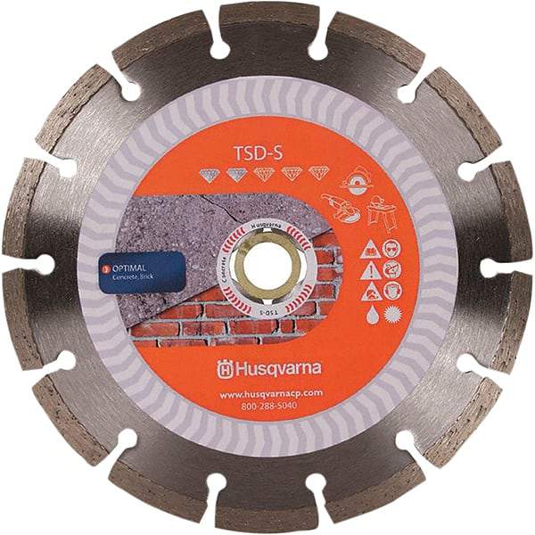 Husqvarna - 4" Diam, 5/8 & 7/8" Arbor Hole Diam, Continuous Edge Tooth Wet & Dry Cut Saw Blade - Diamond-Tipped, Fast Cutting Action, Standard Round Arbor - Eagle Tool & Supply