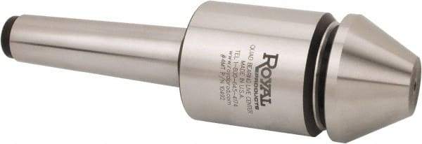 Royal Products - MT3 Morse Taper, 1.7" Head Diam Live Center - 6,000 Max RPM, 2.12" Head Length, 1-3/4" Point Diam, 1-1/4" Point Len, 750 Lb Max Workpc, Bull Nose Point - Eagle Tool & Supply