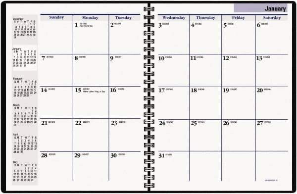 DayMinder - 24 Sheet, 6-7/8 x 8-3/4", Appointment Book - Black - Eagle Tool & Supply