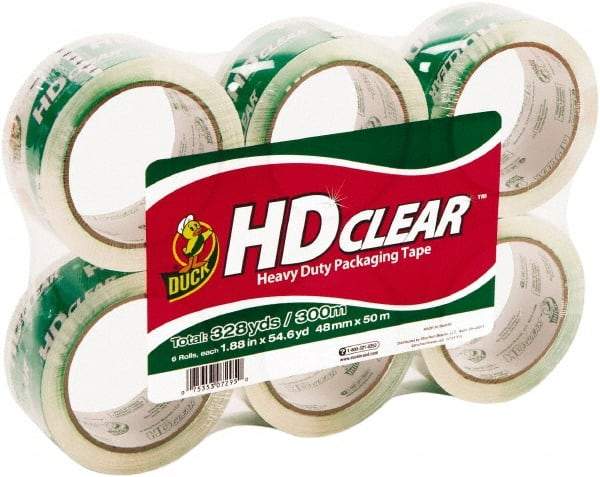 Duck - 1-7/8" Wide x 2.6mm Thick x 55 yds Long, HD Box Sealing & Label Protection Tape - Clear - Eagle Tool & Supply