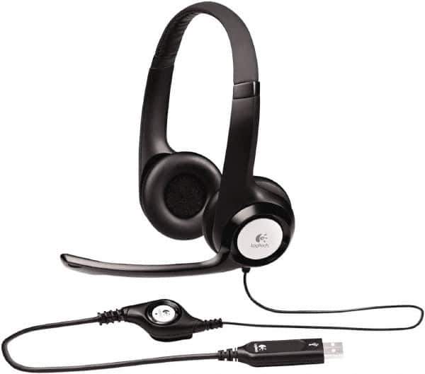 Logitech - Reusable, Over the Head Headset with Microphone - Black Plug, Black Cup - Eagle Tool & Supply