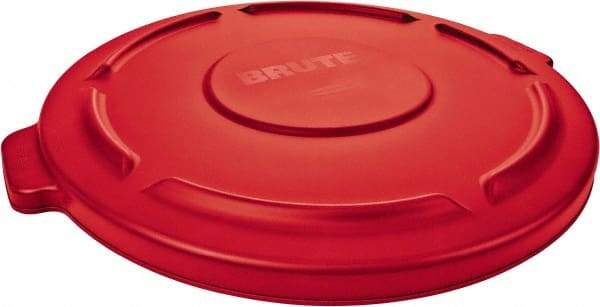 Rubbermaid - Round Lid for Use with 32 Gal Round Trash Cans - Red, Low-Density Polyethylene, For Brute Trash Cans - Eagle Tool & Supply