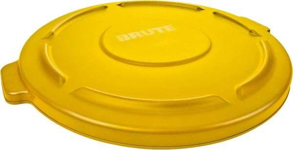 Rubbermaid - Round Lid for Use with 32 Gal Round Trash Cans - Yellow, Low-Density Polyethylene, For Brute Trash Cans - Eagle Tool & Supply