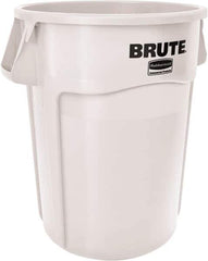 Rubbermaid - 10 Gal White Round Trash Can - Polyethylene, None Graphic, 17-1/8" High, Lid Not Included - Eagle Tool & Supply