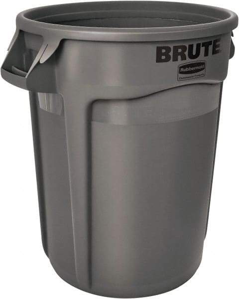 Rubbermaid - 20 Gal Gray Round Trash Can - Polyethylene, 22.91" High - Eagle Tool & Supply