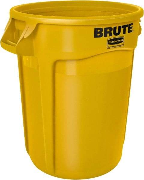 Rubbermaid - 20 Gal Yellow Round Trash Can - Polyethylene, 22.93" High - Eagle Tool & Supply