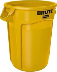 Rubbermaid - 32 Gal Yellow Round Trash Can - Polyethylene, 27.77" High - Eagle Tool & Supply