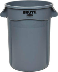 Rubbermaid - 32 Gal Gray Round Trash Can - Polyethylene, 27.77" High - Eagle Tool & Supply