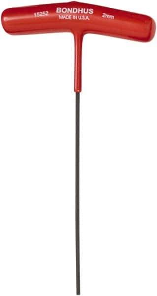 Bondhus - 2mm Hex, T-Handle Cushion Grip, Hex Key - 6" OAL, Protanium High Torque Steel, Metric System of Measurement - Eagle Tool & Supply