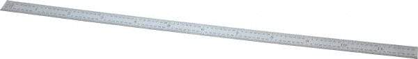General - 12" Long, 1/100, 1/64, 1/32, 1/10" Graduation, Flexible Steel Rule - 5R Graduation Style, 15/32" Wide, Silver, Satin Chrome Finish - Eagle Tool & Supply