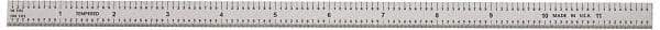 General - 12" Long, 1/100, 1/10" and 0.5, 1mm Graduation, Flexible Steel Rule - Decimal/Metric Graduation Style, 1/2" Wide, Silver, Satin Chrome Finish - Eagle Tool & Supply
