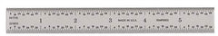 General - 6" Long, 1/64, 1/32, 1/16, 1/8" Graduation, Rigid Steel Rule - 4R Graduation Style, 3/4" Wide, Silver, Satin Chrome Finish - Eagle Tool & Supply