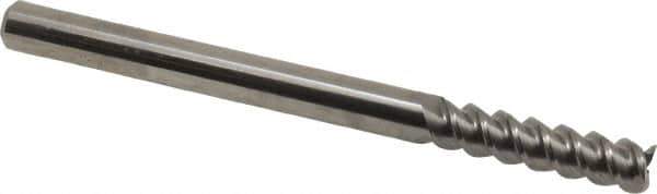 Accupro - 5/16", 1-1/4" LOC, 5/16" Shank Diam, 4" OAL, 3 Flute, Solid Carbide Square End Mill - Single End, Uncoated, Spiral Flute, 60° Helix, Centercutting, Right Hand Cut, Right Hand Flute - Eagle Tool & Supply