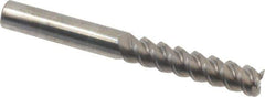 Accupro - 7/16", 2" LOC, 7/16" Shank Diam, 4" OAL, 3 Flute, Solid Carbide Square End Mill - Single End, Uncoated, Spiral Flute, 60° Helix, Centercutting, Right Hand Cut, Right Hand Flute - Eagle Tool & Supply