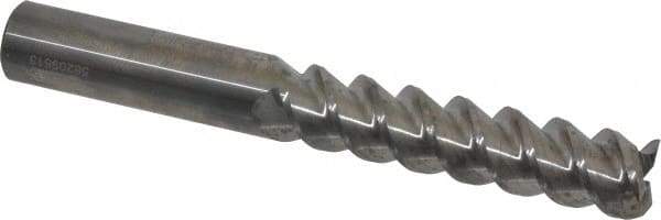 Accupro - 3/4", 3-1/4" LOC, 3/4" Shank Diam, 6" OAL, 3 Flute, Solid Carbide Square End Mill - Single End, Uncoated, Spiral Flute, 60° Helix, Centercutting, Right Hand Cut, Right Hand Flute - Eagle Tool & Supply