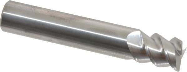 Accupro - 7/16", 9/16" LOC, 7/16" Shank Diam, 2-1/2" OAL, 3 Flute, Solid Carbide Square End Mill - Single End, Uncoated, Spiral Flute, 60° Helix, Centercutting, Right Hand Cut, Right Hand Flute - Eagle Tool & Supply