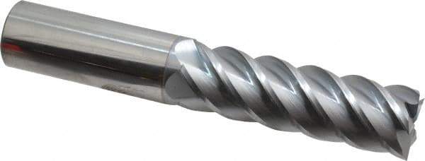 Accupro - 1", 3-1/4" LOC, 1" Shank Diam, 6" OAL, 5 Flute, Solid Carbide Square End Mill - Single End, TiCN Finish, Spiral Flute, 45° Helix, Centercutting, Right Hand Cut, Right Hand Flute - Eagle Tool & Supply
