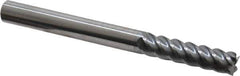 Accupro - 3/8", 1-1/2" LOC, 3/8" Shank Diam, 4" OAL, 5 Flute, Solid Carbide Square End Mill - Single End, TiCN Finish, Spiral Flute, 45° Helix, Centercutting, Right Hand Cut, Right Hand Flute - Eagle Tool & Supply