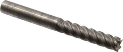 Accupro - 7/16", 2" LOC, 7/16" Shank Diam, 4" OAL, 5 Flute, Solid Carbide Square End Mill - Single End, Uncoated, Spiral Flute, 45° Helix, Centercutting, Right Hand Cut, Right Hand Flute - Eagle Tool & Supply