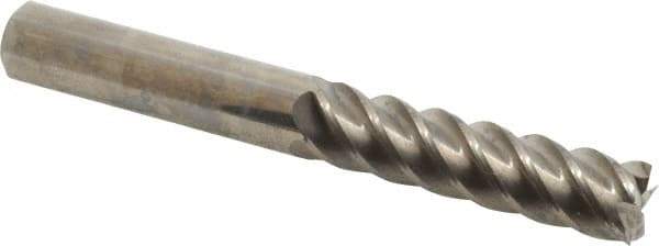 Accupro - 5/8", 2-1/2" LOC, 5/8" Shank Diam, 5" OAL, 5 Flute, Solid Carbide Square End Mill - Single End, Uncoated, Spiral Flute, 45° Helix, Centercutting, Right Hand Cut, Right Hand Flute - Eagle Tool & Supply