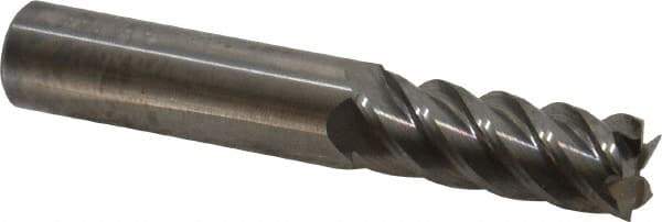 Accupro - 15/32", 1-1/4" LOC, 1/2" Shank Diam, 3" OAL, 5 Flute, Solid Carbide Square End Mill - Single End, Uncoated, Spiral Flute, 45° Helix, Centercutting, Right Hand Cut, Right Hand Flute - Eagle Tool & Supply