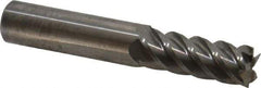Accupro - 15/32", 1-1/4" LOC, 1/2" Shank Diam, 3" OAL, 5 Flute, Solid Carbide Square End Mill - Single End, Uncoated, Spiral Flute, 45° Helix, Centercutting, Right Hand Cut, Right Hand Flute - Eagle Tool & Supply