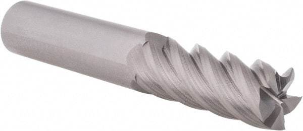Accupro - 5/8", 1-5/8" LOC, 5/8" Shank Diam, 3-1/2" OAL, 5 Flute, Solid Carbide Square End Mill - Single End, Uncoated, Spiral Flute, 45° Helix, Centercutting, Right Hand Cut, Right Hand Flute - Eagle Tool & Supply