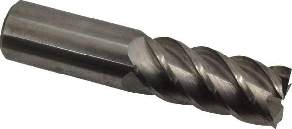Accupro - 7/8", 2" LOC, 7/8" Shank Diam, 4" OAL, 5 Flute, Solid Carbide Square End Mill - Single End, Uncoated, Spiral Flute, 45° Helix, Centercutting, Right Hand Cut, Right Hand Flute - Eagle Tool & Supply
