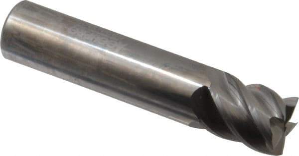 Accupro - 5/8", 3/4" LOC, 5/8" Shank Diam, 3" OAL, 5 Flute, Solid Carbide Square End Mill - Single End, Uncoated, Spiral Flute, 45° Helix, Centercutting, Right Hand Cut, Right Hand Flute - Eagle Tool & Supply