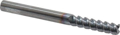 Accupro - 3/8", 1-1/2" LOC, 3/8" Shank Diam, 4" OAL, 3 Flute, Solid Carbide Square End Mill - Single End, TiCN Finish, Spiral Flute, 60° Helix, Centercutting, Right Hand Cut, Right Hand Flute - Eagle Tool & Supply