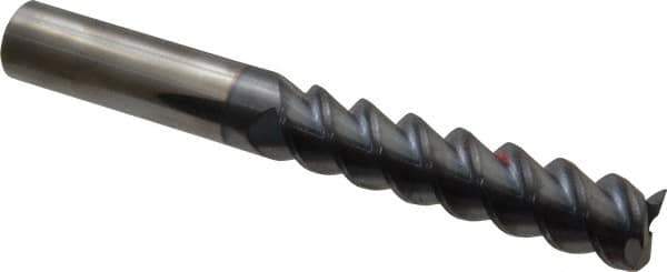 Accupro - 3/4", 3-1/4" LOC, 3/4" Shank Diam, 6" OAL, 3 Flute, Solid Carbide Square End Mill - Single End, TiCN Finish, Spiral Flute, 60° Helix, Centercutting, Right Hand Cut, Right Hand Flute - Eagle Tool & Supply