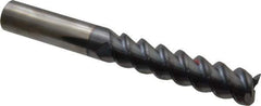 Accupro - 3/4", 3-1/4" LOC, 3/4" Shank Diam, 6" OAL, 3 Flute, Solid Carbide Square End Mill - Single End, TiCN Finish, Spiral Flute, 60° Helix, Centercutting, Right Hand Cut, Right Hand Flute - Eagle Tool & Supply