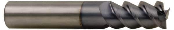Accupro - 1", 3-1/4" LOC, 1" Shank Diam, 6" OAL, 3 Flute, Solid Carbide Square End Mill - Single End, TiCN Finish, Spiral Flute, 60° Helix, Centercutting, Right Hand Cut, Right Hand Flute - Eagle Tool & Supply