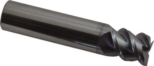 Accupro - 5/8", 3/4" LOC, 5/8" Shank Diam, 3" OAL, 3 Flute, Solid Carbide Square End Mill - Single End, TiCN Finish, Spiral Flute, 60° Helix, Centercutting, Right Hand Cut, Right Hand Flute - Eagle Tool & Supply