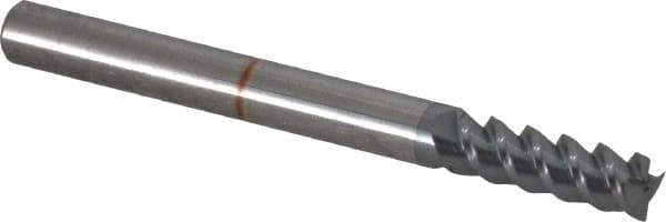 Accupro - 3/16", 9/16" LOC, 3/16" Shank Diam, 2" OAL, 3 Flute, Solid Carbide Square End Mill - Single End, TiCN Finish, Spiral Flute, 60° Helix, Centercutting, Right Hand Cut, Right Hand Flute - Eagle Tool & Supply
