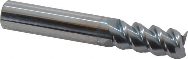 Accupro - 7/16", 1" LOC, 7/16" Shank Diam, 2-3/4" OAL, 3 Flute, Solid Carbide Square End Mill - Single End, TiCN Finish, Spiral Flute, 60° Helix, Centercutting, Right Hand Cut, Right Hand Flute - Eagle Tool & Supply