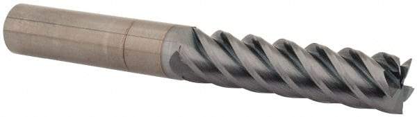 Accupro - 5/8", 2-1/2" LOC, 5/8" Shank Diam, 5" OAL, 5 Flute, Solid Carbide Square End Mill - Single End, TiCN Finish, Spiral Flute, 45° Helix, Centercutting, Right Hand Cut, Right Hand Flute - Eagle Tool & Supply
