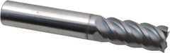 Accupro - 7/16", 1" LOC, 7/16" Shank Diam, 2-3/4" OAL, 5 Flute, Solid Carbide Square End Mill - Single End, TiCN Finish, Spiral Flute, 45° Helix, Centercutting, Right Hand Cut, Right Hand Flute - Eagle Tool & Supply