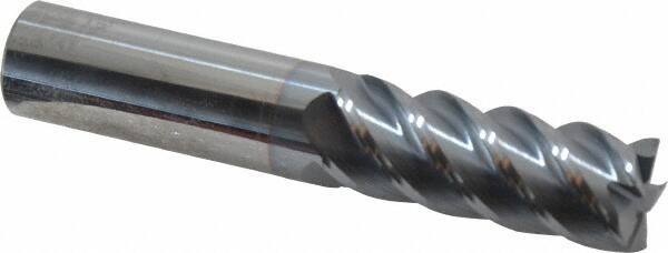 Accupro - 5/8", 1-5/8" LOC, 5/8" Shank Diam, 3-1/2" OAL, 5 Flute, Solid Carbide Square End Mill - Single End, TiCN Finish, Spiral Flute, 45° Helix, Centercutting, Right Hand Cut, Right Hand Flute - Eagle Tool & Supply