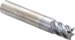 Accupro - 13/32", 9/16" LOC, 7/16" Shank Diam, 2-1/2" OAL, 5 Flute, Solid Carbide Square End Mill - Single End, TiCN Finish, Spiral Flute, 45° Helix, Centercutting, Right Hand Cut, Right Hand Flute - Eagle Tool & Supply