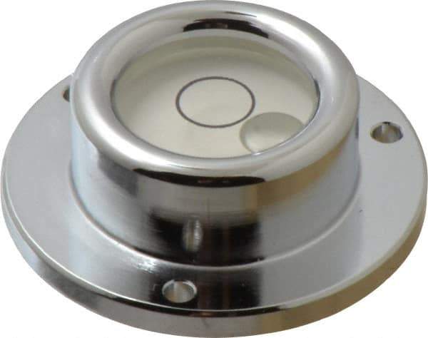 Geier & Bluhm, Inc. - 1-3/4 Inch Base Diameter x 0.63 Inch Overall Height, 1 Circle, Brass Bull's Eye Circular Level - 0.315 Inch Vial Diameter, 13/16 Inch Inner Diameter, 0.12 Inch Mounting Hole Diameter, 0.1 Inch Sensitivity, -40 to 160°F - Eagle Tool & Supply